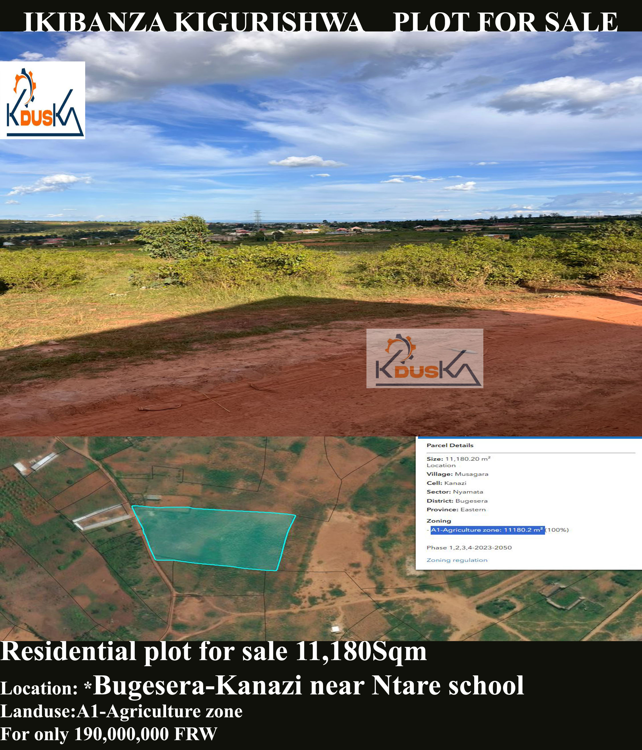 Plot for sale at Bugesera-Kanazi near Ntare school